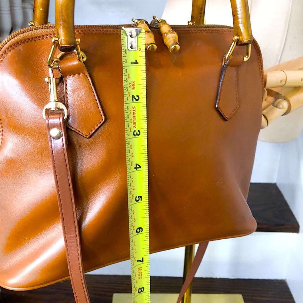 GUCCI Bamboo Handle Burned Orange Leather Dome Shaped Top Zipper Crossbody Bag - Picture 8 of 16